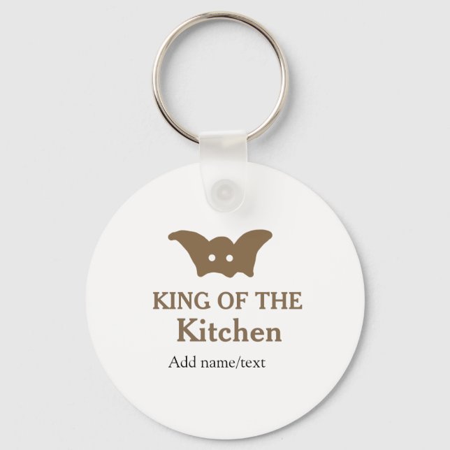 King of the kitchen chef cooking add name crown ha keychain (Front)