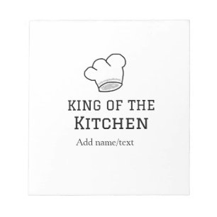 King of the kitchen chef cooking add name crown ha notepad