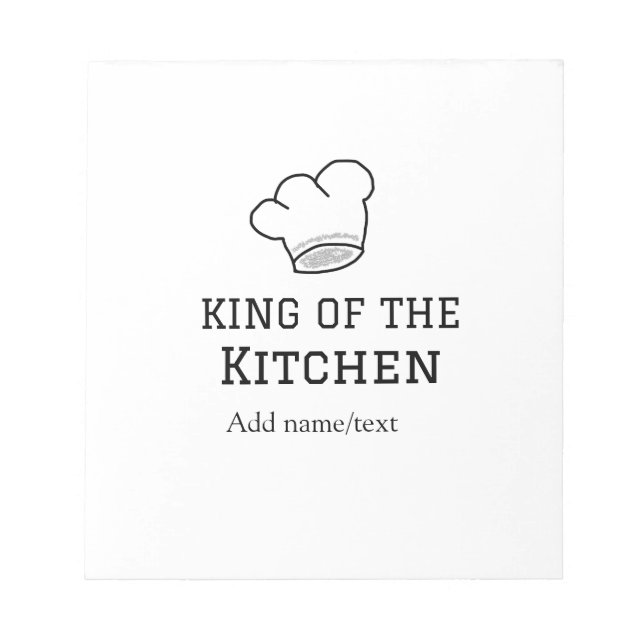 King of the kitchen chef cooking add name crown ha notepad (Front)