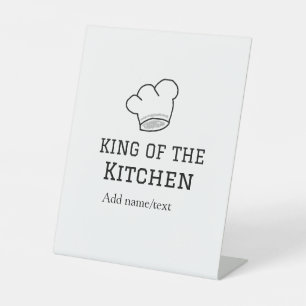 King of the kitchen chef cooking add name crown ha pedestal sign