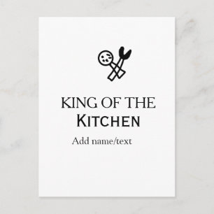 King of the kitchen chef cooking add name crown ha postcard