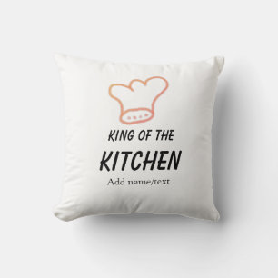 King of the kitchen chef cooking add name crown ha throw pillow