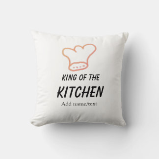 King of the kitchen chef cooking add name crown ha throw pillow
