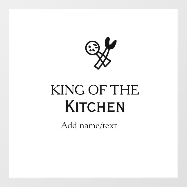 King of the kitchen chef cooking add name crown ha window cling (Sheet)