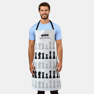 King Of the Kitchen Chess Black White Pattern Apron