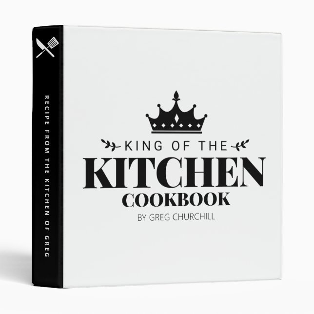King of The Kitchen Cookbook Recipe Personalized Binder (Front/Spine)