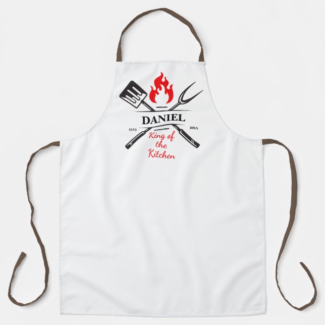 King of the Kitchen Customizable Name & Year  Apron (Front)