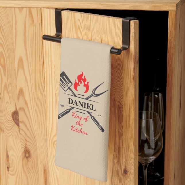 King of the Kitchen Customizable Rich Khaki-Tan Towel (Thirds Fold)