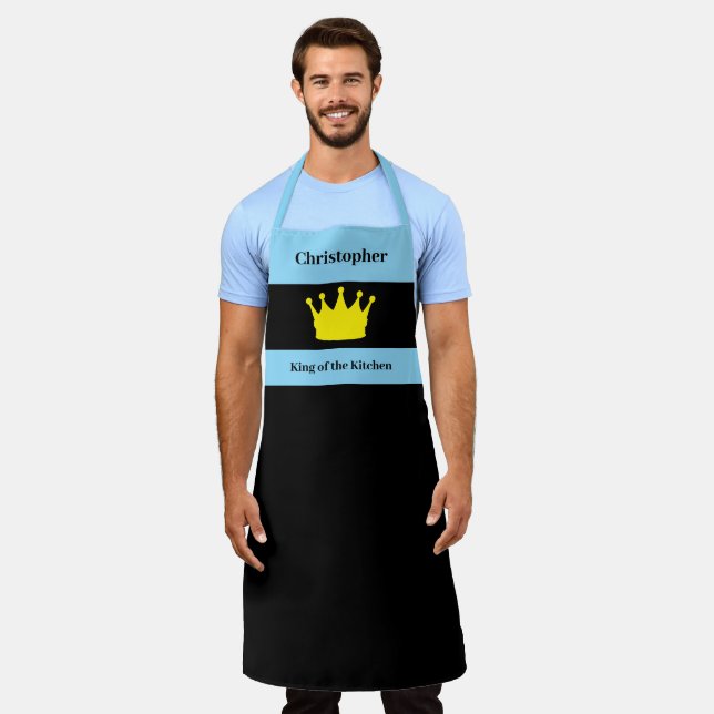 King of the kitchen name crown blue apron (Worn)