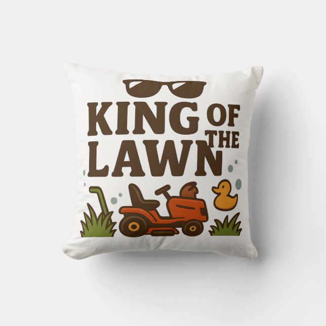 King of the Lawn – Dad Edition Throw Pillow (Front)