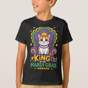 King Of The Mardi Gras Parade Cat Crown Masquerade T-Shirt