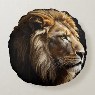 King of the Savannah Glossy Round Pillow
