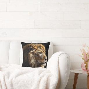 King of the Savannah Glossy Throw Pillow