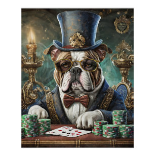 King of the Table, Bulldog plays CardsTissue Paper Poster