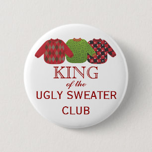 King of the Ugly Sweaters Holiday Button