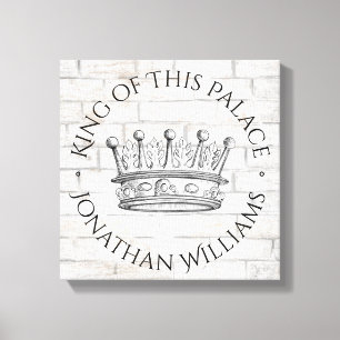 King of This Palace Quote Royal Crown with Name Canvas Print
