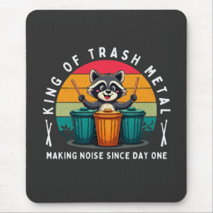 King of Trash Metal Funny Raccoon Drummer Mouse Pad