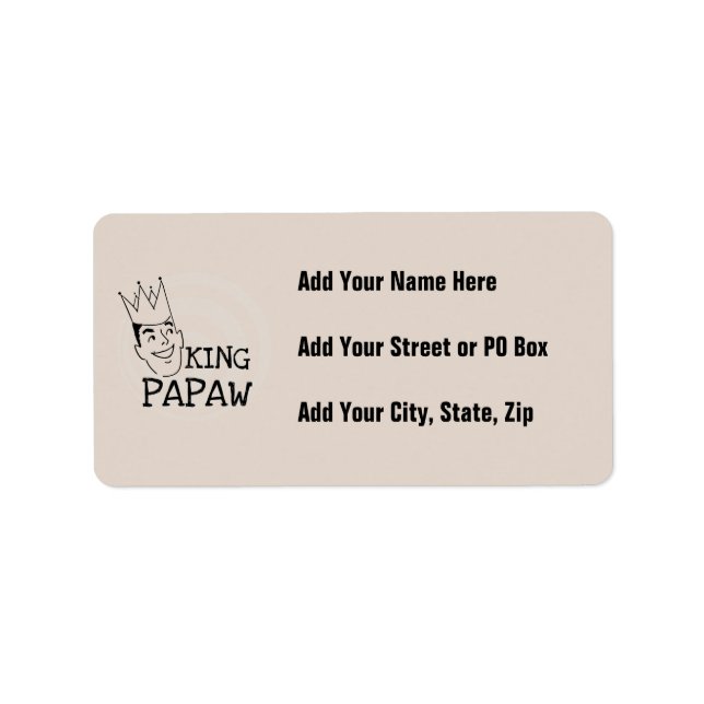 King Papaw T-shirts and Gifts Label (Front)