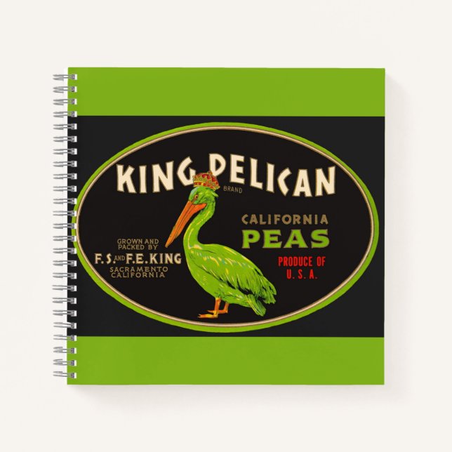 King Pelican California peas crate label Notebook (Front)