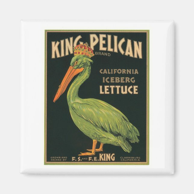King Pelican Vintage Label Magnet (Front)