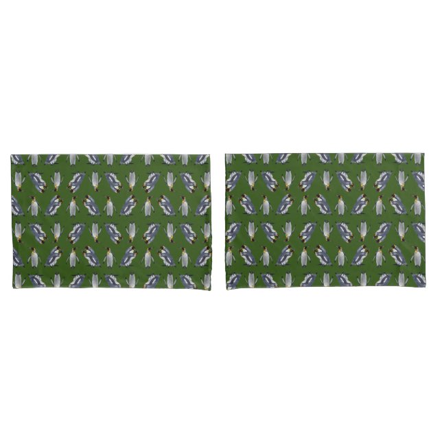 King Penguin Frenzy Pillowcases (Dark/Light Green) (Front-Set)