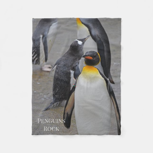 King Penguin & Friends Edinburgh Zoo Scotland Fleece Blanket (Front)