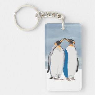King Penguin Pair Kissing Keychain