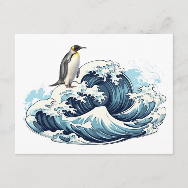 King Penquin surfing waves Postcard (Front)