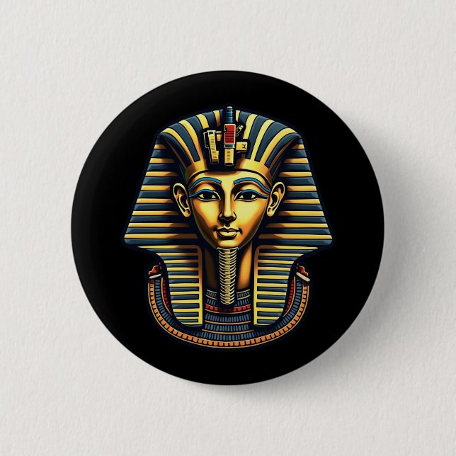 King Pharaoh Tutankhamun Pharaoh Ancient Egyptian 2 Inch Round Button (Front)