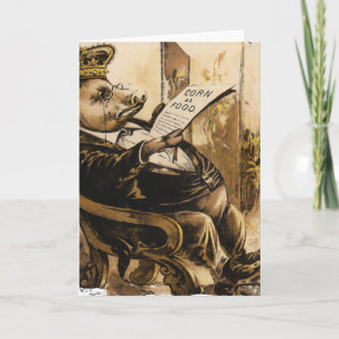 King Pig Reading His Newspaper Card