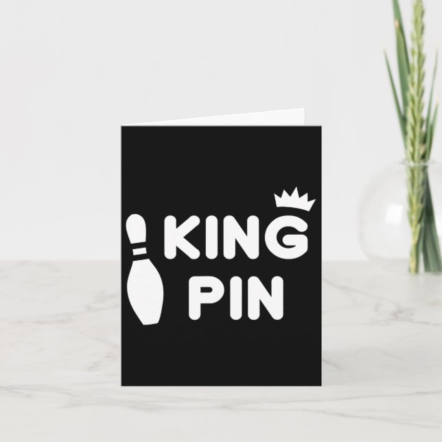 King Pin Bowling Funny Cute Couples Bowler League  Card (Front)