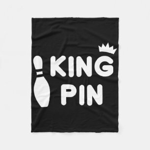 King Pin Bowling Funny Cute Couples Bowler League  Fleece Blanket