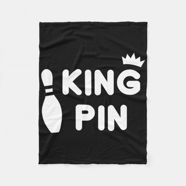 King Pin Bowling Funny Cute Couples Bowler League  Fleece Blanket (Front)