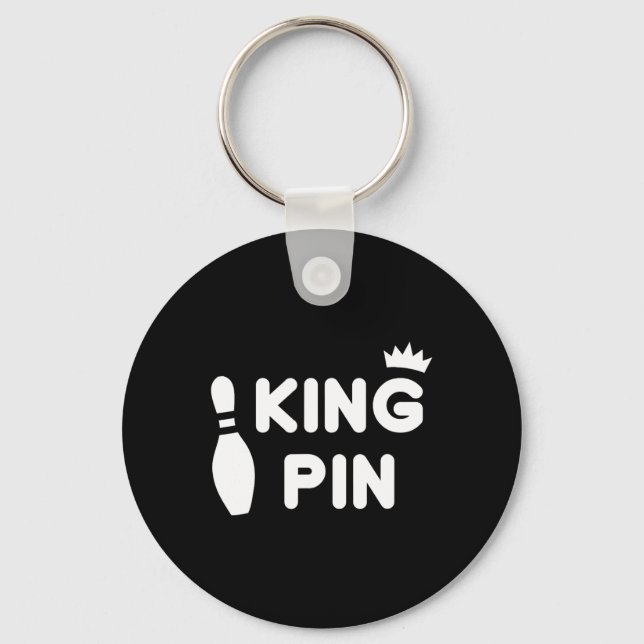 King Pin Bowling Funny Cute Couples Bowler League  Keychain (Front)