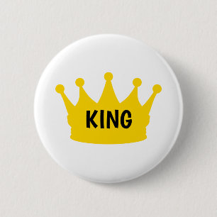 King - Plain Modern Gold White Color Graphic 2 Inch Round Button
