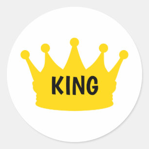 King - Plain Modern Gold White Color Graphic Classic Round Sticker