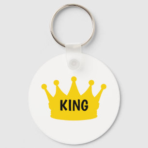 King - Plain Modern Gold White Color Graphic Keychain