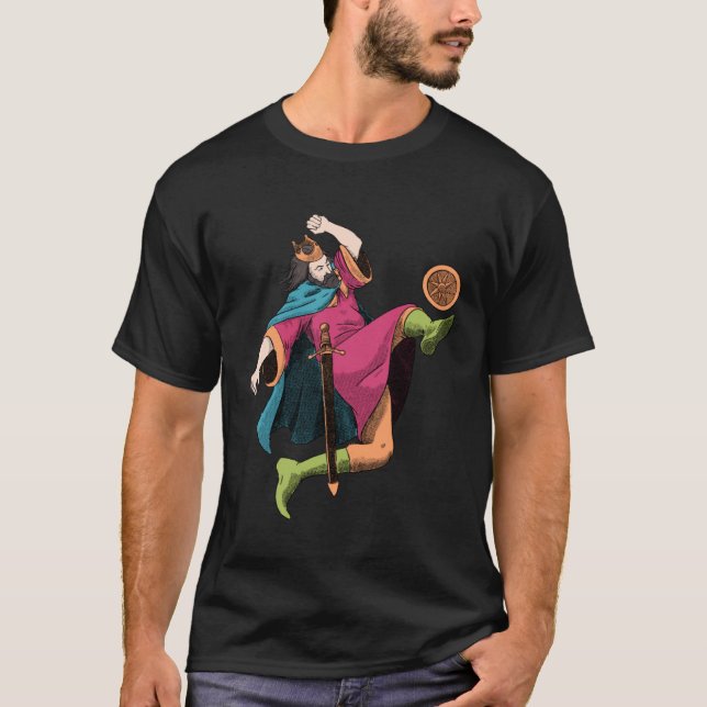 King Playing Football Fun T-Shirt (Front)