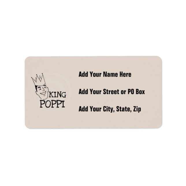 King Poppi T-shirts and Gifts Label (Front)