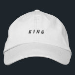 KING Powerful Men Boy Handsome White Classic Cap<br><div class="desc">Rule the day with this stylish "KING" cap. Embroidered or printed text highlights your bold personality. The 100% cotton fabric is soft yet durable, designed for long-lasting wear. An adjustable strap at the back offers a personalized fit. Perfect for adding a touch of confidence to any casual ensemble.</div>