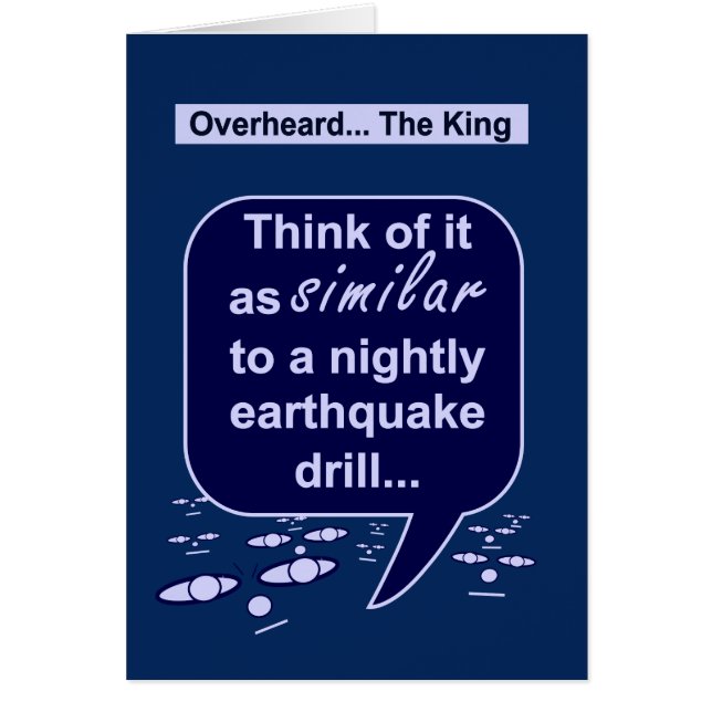 King prefers earthquake drills to tidiness (Front)