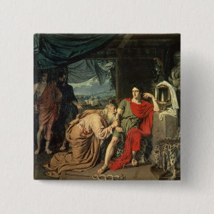 King Priam begging Achilles for return of 2 Inch Square Button