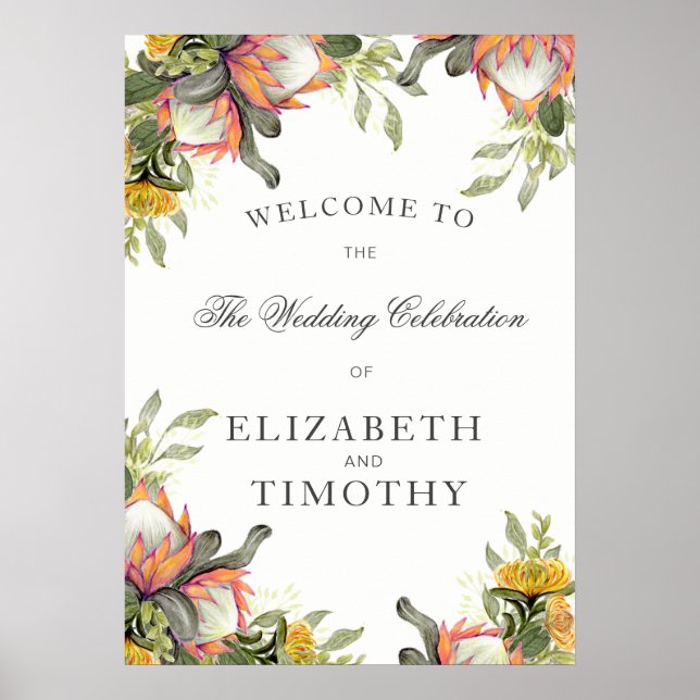 King Protea Bouquet Wedding poster (Front)