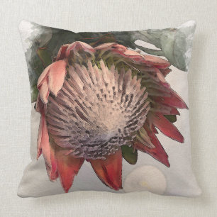 King Protea Coussin de conception papier aquarelle