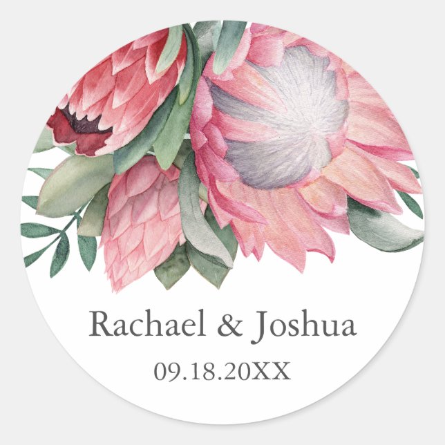 King Protea Personalized Botanical Envelope Seal (Front)