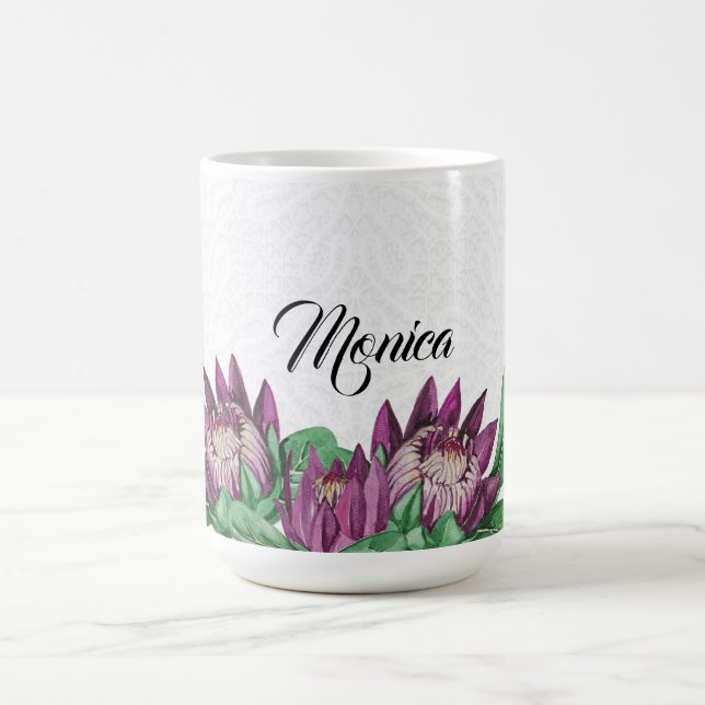 King Protea Watercolor Hand-painted Coffee Mug (Center)