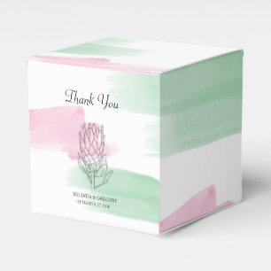 King Protea Watercolor Wedding Favor Box