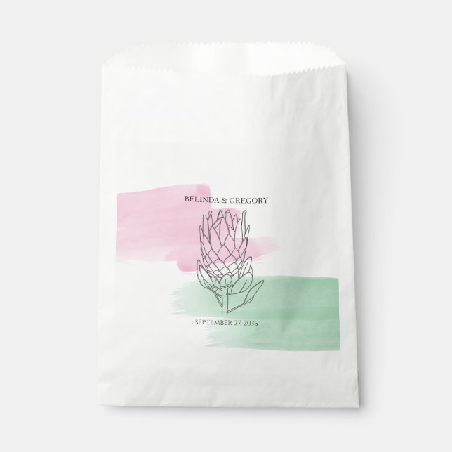 King Protea Watercolor Wedding  Favour Bag (Front)