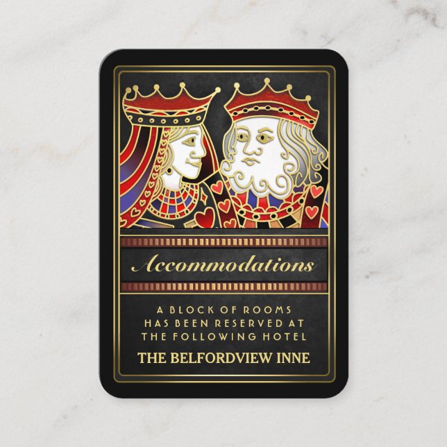 King & Queen Black Red Accommodations 2.5 x 3.5 Enclosure Card (Front)