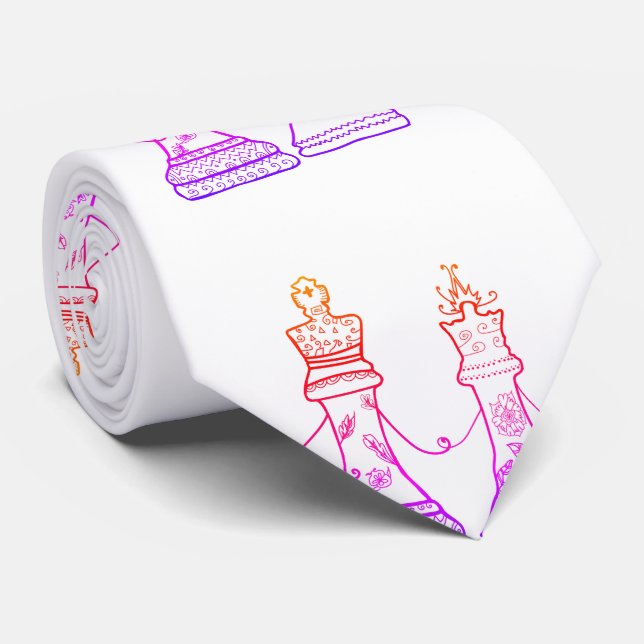 King & Queen Chess Figures Tie (Rolled)